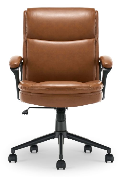 Click365 Transform 2.0 Ergonomic Bonded Leather Mid-Back Office Chair, Cognac/Black - Image 2