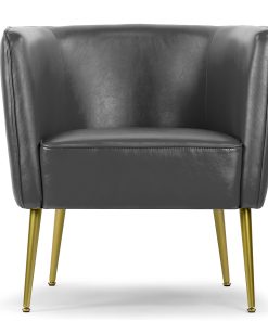 Glamour Home Avian Faux Leather Accent Chair With Decorative Stitching, Gray/Gold 2