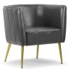 Glamour Home Avian Faux Leather Accent Chair With Decorative Stitching, Gray/Gold