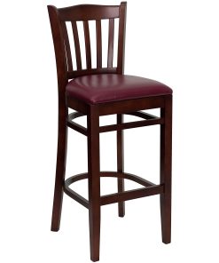 Flash Furniture Wooden/Vinyl Restaurant Barstool With Vertical Slat Back, Burgundy/Mahogany 2