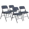 National Public Seating 2200 2-Hinge Folding Chairs, Blue/Char-Blue, Set Of 4 Chairs
