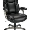 Realspace® Cressfield Bonded Leather High-Back Executive Office Chair, Black/Silver, BIFMA Compliant