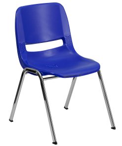Flash Furniture Kid’s HERCULES 440-lb Capacity Ergonomic Shell Stack Chair With 14″ Seat Height, Navy/Chrome 2