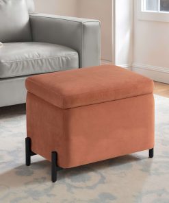 Lifestyle Solutions Kansas Small Storage Ottoman, 24″W x 16″D x 18″H, Rust 2