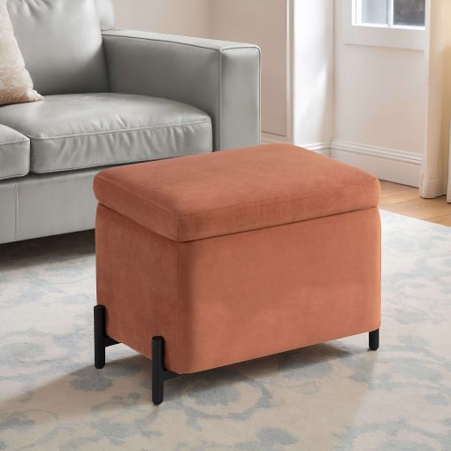 Lifestyle Solutions Kansas Small Storage Ottoman, 24"W x 16"D x 18"H, Rust - Image 2