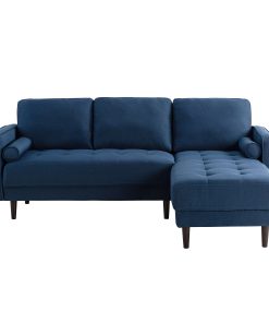 Lifestyle Solutions Lillian Polyester Sectional Sofa, 33-1/2”H x 83-1/8”W x 60-5/8”D, Navy 2