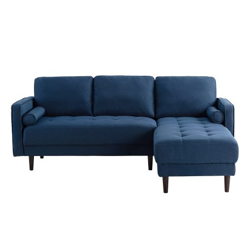 Lifestyle Solutions Lillian Polyester Sectional Sofa, 33-1/2”H x 83-1/8”W x 60-5/8”D, Navy - Image 2