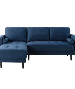 Lifestyle Solutions Lillian Polyester Sectional Sofa, 33-1/2”H x 83-1/8”W x 60-5/8”D, Navy