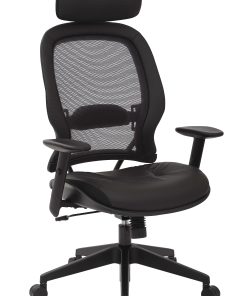 Office Star™ Professional AirGrid Bonded Leather High-Back Executive Chair, Black
