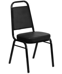Flash Furniture HERCULES Series Trapezoidal-Back Stacking Banquet Chair With 2-1/2" Thick Seat, Black