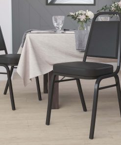 Flash Furniture HERCULES Series Trapezoidal-Back Stacking Banquet Chair With 2-1/2″ Thick Seat, Black 2
