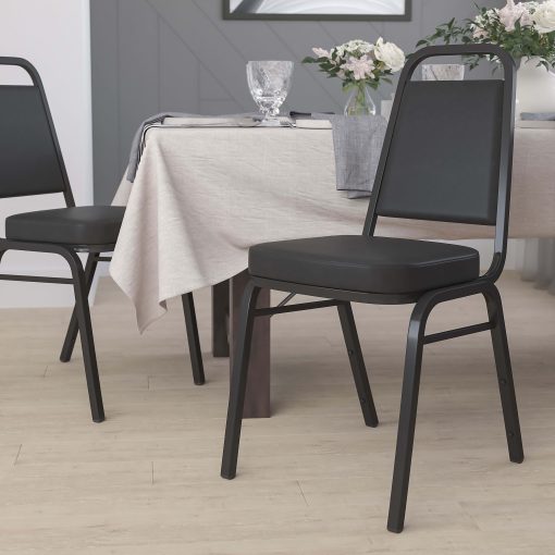 Flash Furniture HERCULES Series Trapezoidal-Back Stacking Banquet Chair With 2-1/2" Thick Seat, Black - Image 2