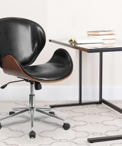 Flash Furniture Mid-Back Swivel Conference Chair, Black/Silver