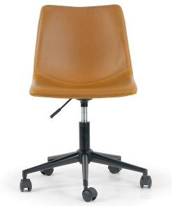 Glamour Home Adan Ergonomic Faux Leather Mid-Back Adjustable Height Swivel Office Task Chair, Brown 2