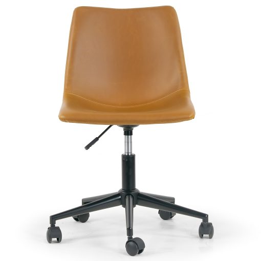 Glamour Home Adan Ergonomic Faux Leather Mid-Back Adjustable Height Swivel Office Task Chair, Brown - Image 2