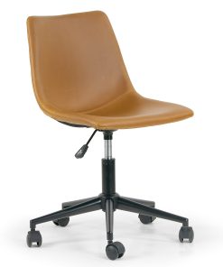 Glamour Home Adan Ergonomic Faux Leather Mid-Back Adjustable Height Swivel Office Task Chair, Brown