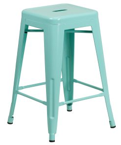 Flash Furniture 24″H Commercial-Grade Metal Backless Counter Stool, Mint Green 2