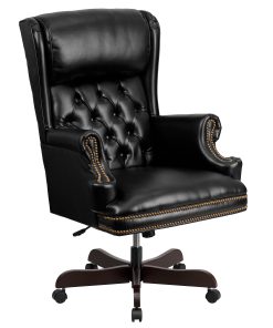 Flash Furniture Traditional Tufted Ergonomic LeatherSoft™ Faux Leather High-Back Swivel Chair, Black/Brown
