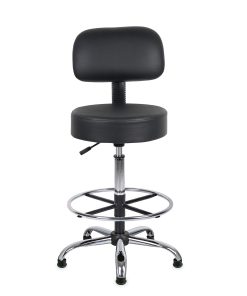 Boss Office Products Adjustable Antimicrobial Drafting Stool With Back, Removable Foot Rest & Glides, Black 2