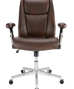Realspace® Densey Bonded Leather  Mid-Back Manager’s Chair, Brown/Black/Silver 2