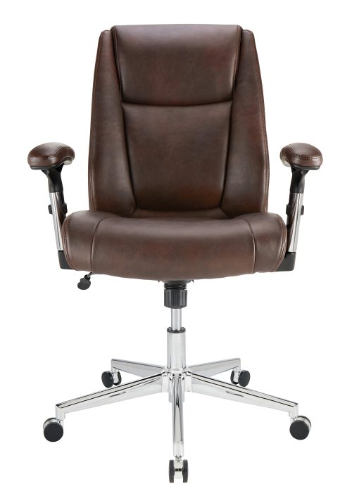 Realspace® Densey Bonded Leather  Mid-Back Manager's Chair, Brown/Black/Silver - Image 2