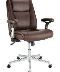 Realspace® Densey Bonded Leather  Mid-Back Manager's Chair, Brown/Black/Silver
