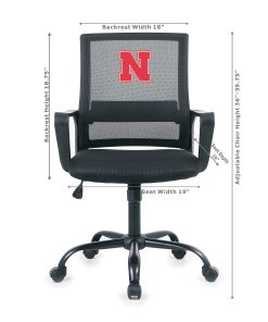 Imperial NCAA Mesh Mid-Back Task Chair, University Of Nebraska 2