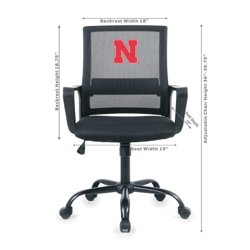 Imperial NCAA Mesh Mid-Back Task Chair, University Of Nebraska - Image 2