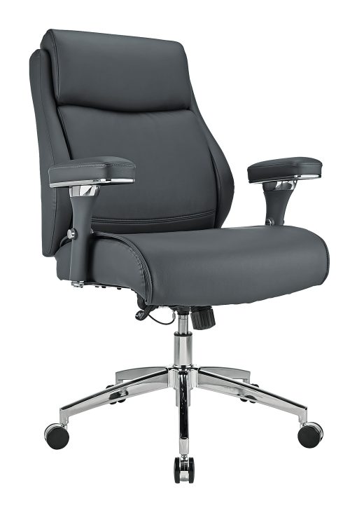 Realspace® Modern Comfort Keera Bonded Leather Mid-Back Manager's Chair, Gray/Chrome, BIFMA Compliant - Image 2