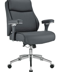 Realspace® Modern Comfort Keera Bonded Leather Mid-Back Manager's Chair, Gray/Chrome, BIFMA Compliant