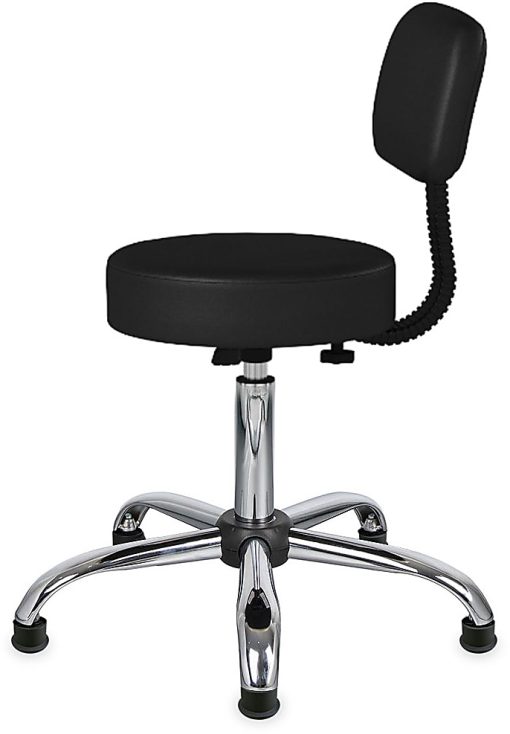 Boss Office Products Antimicrobial Medical Stool With Back, Black - Image 2