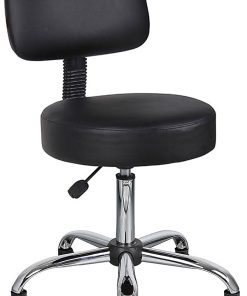 Boss Office Products Antimicrobial Medical Stool With Back, Black