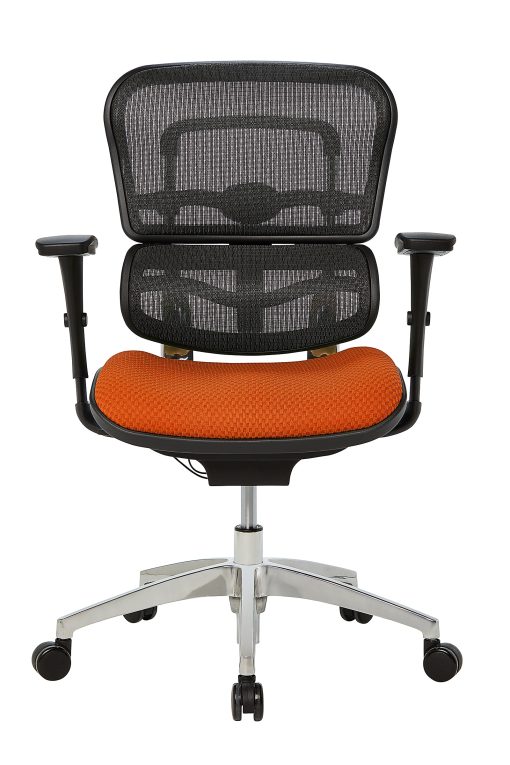 WorkPro® 12000 Series Ergonomic Mesh/Premium Fabric Mid-Back Chair, Black/Tangerine, BIFMA Compliant - Image 2