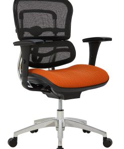 WorkPro® 12000 Series Ergonomic Mesh/Premium Fabric Mid-Back Chair, Black/Tangerine, BIFMA Compliant
