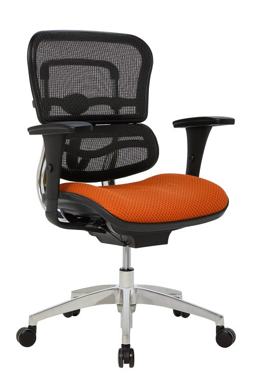 WorkPro® 12000 Series Ergonomic Mesh/Premium Fabric Mid-Back Chair, Black/Tangerine, BIFMA Compliant