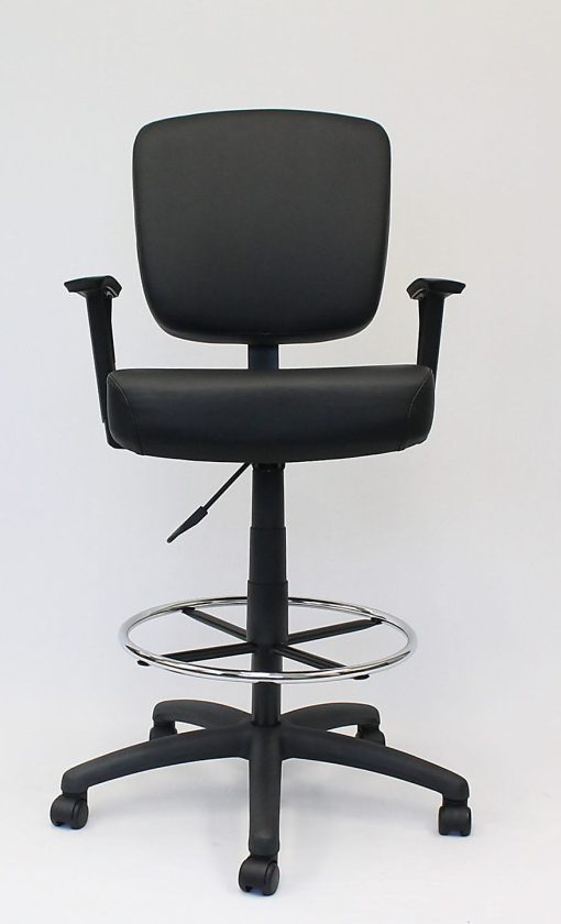Boss Office Products Heavy Duty Drafting Stool With Arms, Black - Image 2