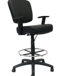 Boss Office Products Heavy Duty Drafting Stool With Arms, Black
