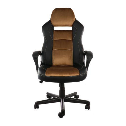 Elama Faux Leather High-Back Adjustable Office Chair, Black/Brown - Image 2