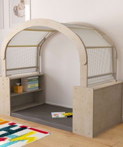 Flash Furniture Bright Beginnings Commercial-Grade Quiet Corner Reading Nook With 2 Storage Shelf Units And Canopy, Beech 2