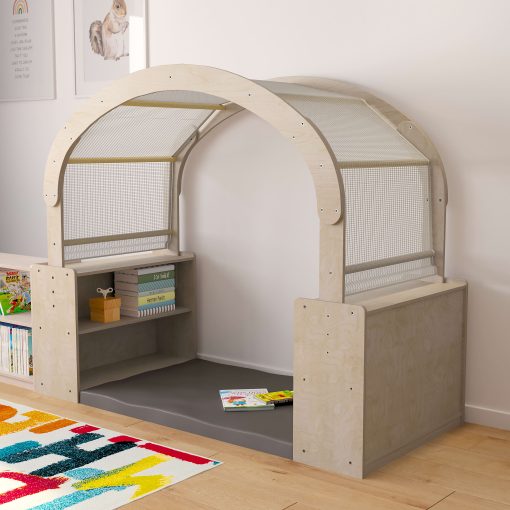 Flash Furniture Bright Beginnings Commercial-Grade Quiet Corner Reading Nook With 2 Storage Shelf Units And Canopy, Beech - Image 2