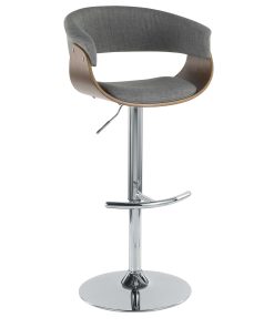 LumiSource Vintage Mod Bar Stool, Chrome/Walnut/Light Gray 2