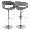 LumiSource Vintage Mod Bar Stool, Chrome/Walnut/Light Gray