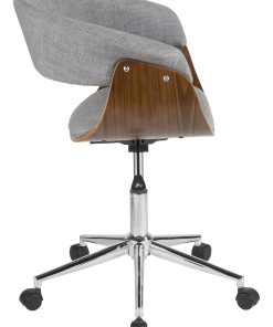 LumiSource Vintage Mod Mid-Century Modern Mid-Back Chair, Light Gray/Walnut/Chrome 2