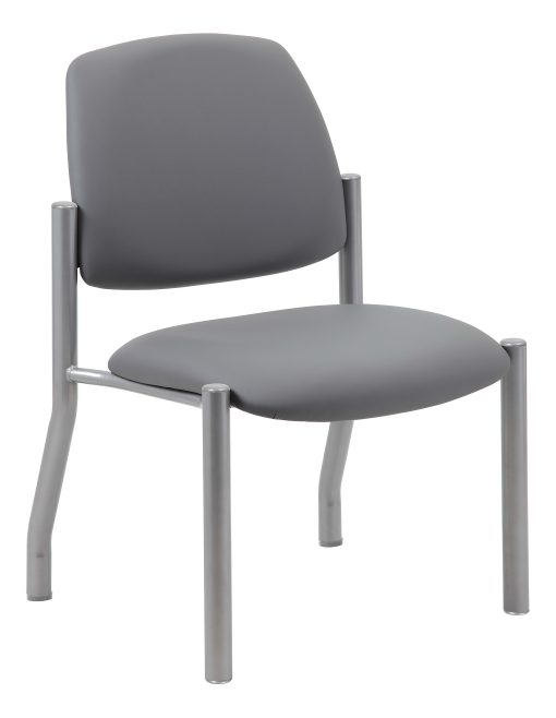 Boss Office Products Vinyl Mid-Back Armless Guest Chair, Gray - Image 2