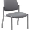 Boss Office Products Vinyl Mid-Back Armless Guest Chair, Gray