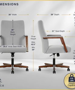 Finch NEO ONE Ergonomic Fabric Hi-Back Executive Office Chair, Gray 2