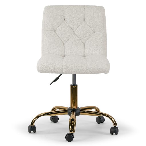 Glamour Home Aman Ergonomic Boucle Upholstered Mid-Back Adjustable Height Swivel Office Task Chair, Cream - Image 2
