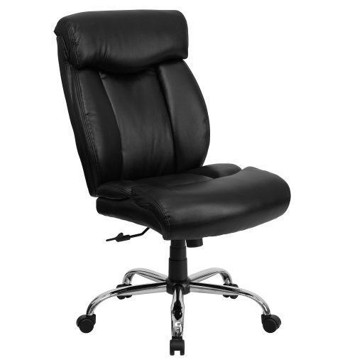 Flash Furniture Hercules Big & Tall High-Back Ergonomic LeatherSoft™ Faux Leather Office Chair With Full Headrest And Chrome Base, Black - Image 2