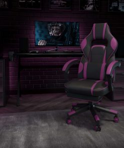 Flash Furniture X40 Gaming Chair With Fully Reclining Back And Arms, Black/Purple