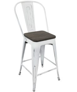 LumiSource Oregon High-Back Counter Stools, Vintage White/Espresso, Set Of 2 Stools 2